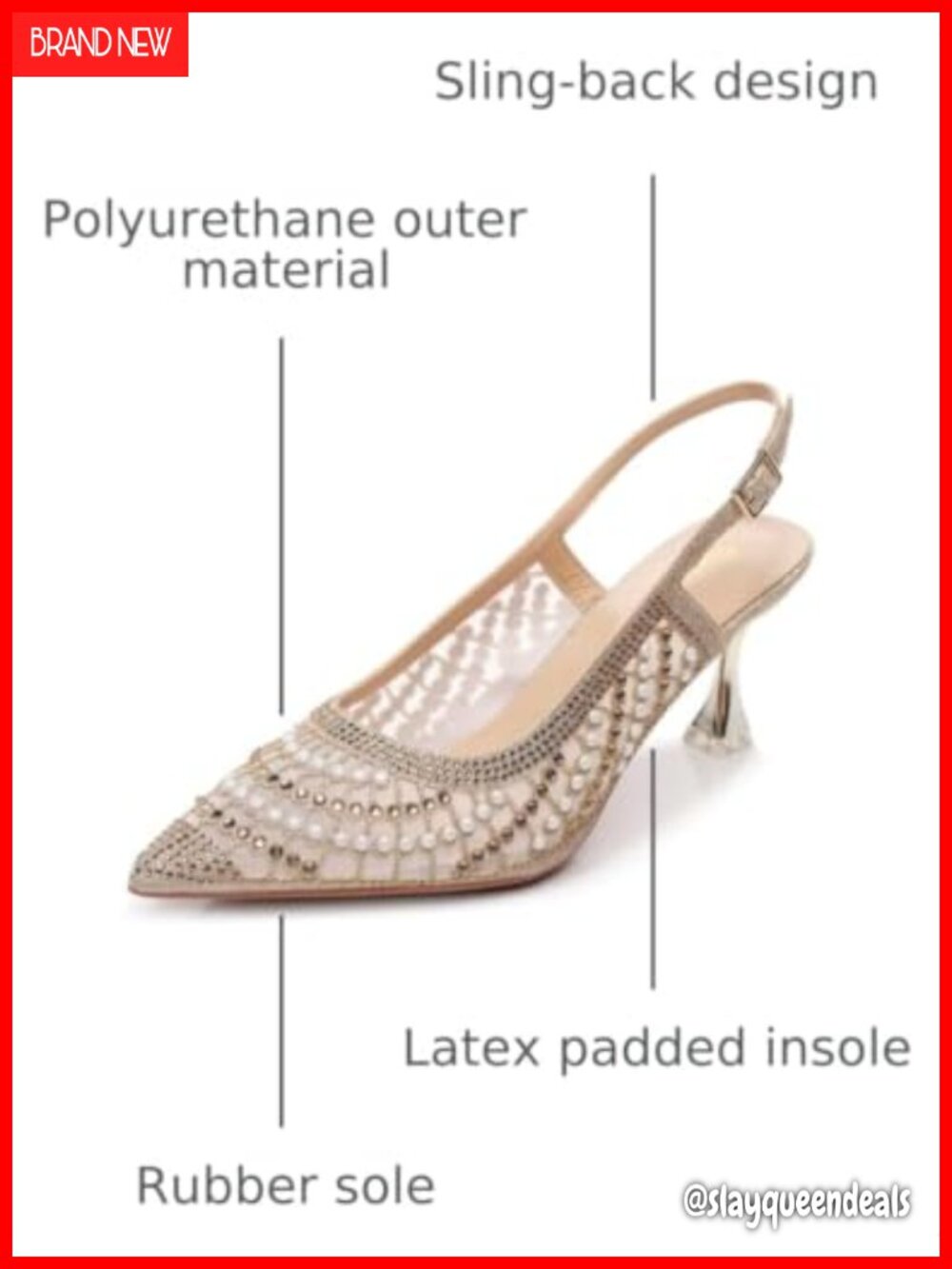 Women's Slingback Pump Heel with Metal Ornament - Picture 2 of 5